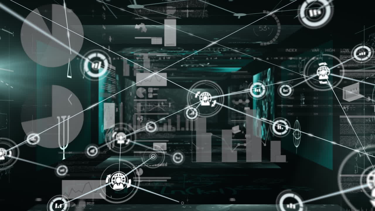 Animation of data processing over icons