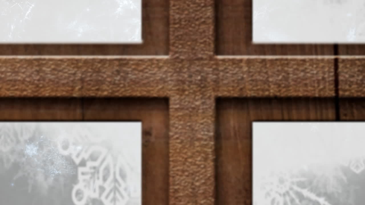 창문 을 통해 볼 수 있는 눈 이 떨어지는 애니메이션