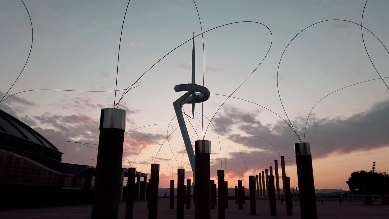 해질 무렵 바르셀로나의 몬주익 공원