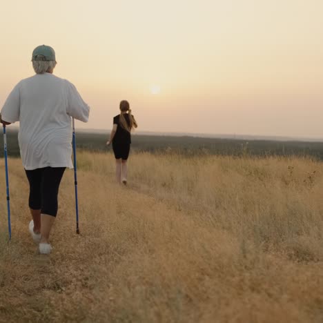 an active elderly woman is engaged in a scandinavian woman's go-to-her granddaughter