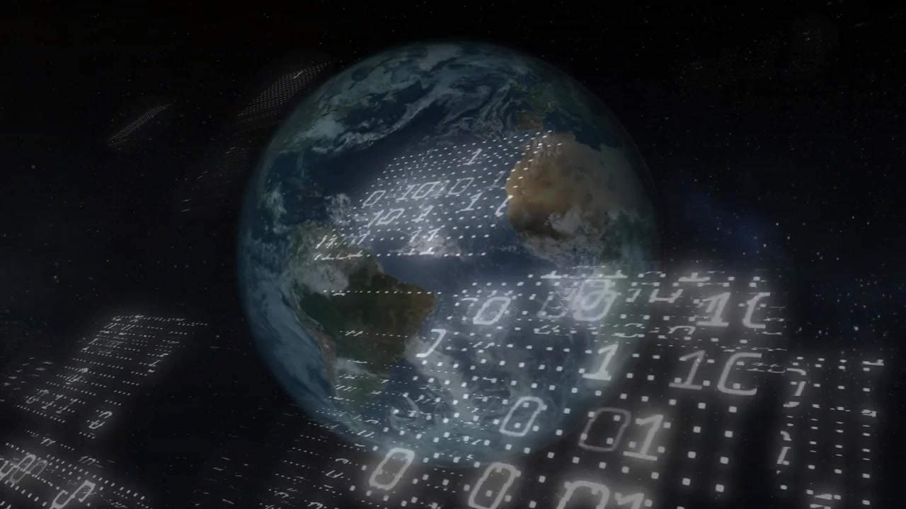 Rotating Earth initiating grids forming, binary emerging as data streams orbiting planet