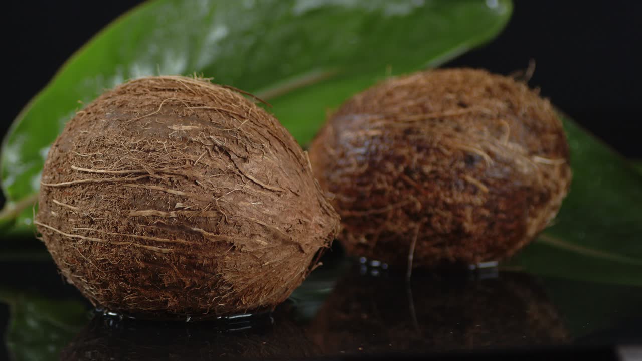 el coco gira lentamente sobre el agua.