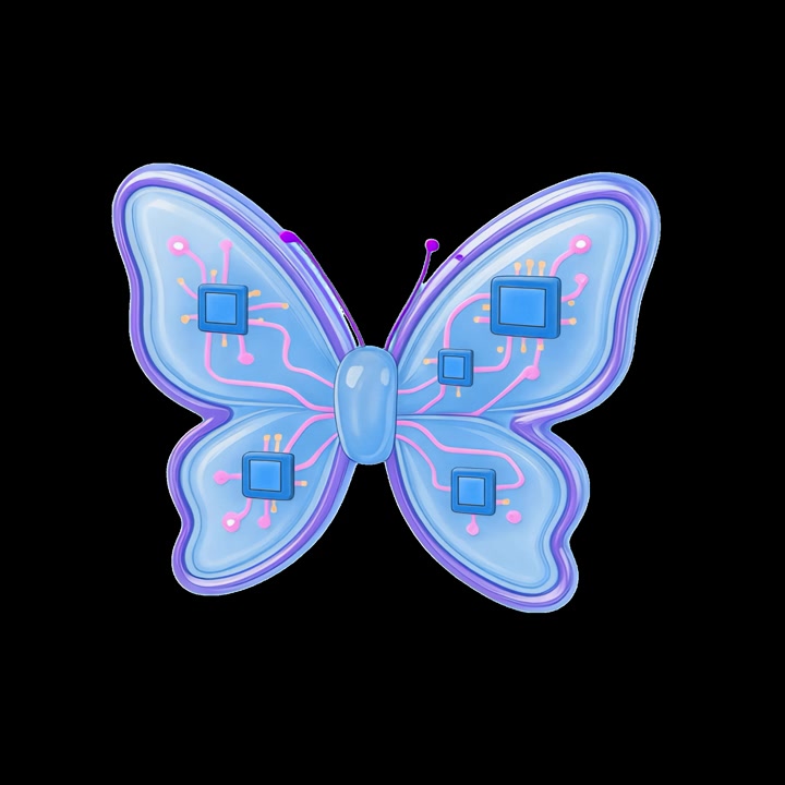 Animated Digital Butterfly with Circuit Board Pattern