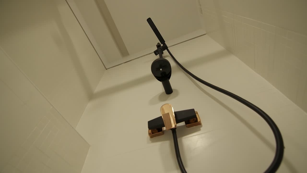 Fancy black shower sliding shot