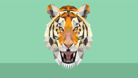 Animación-Del-Icono-Del-Tigre-Sobre-Fondo-Negro-Verde