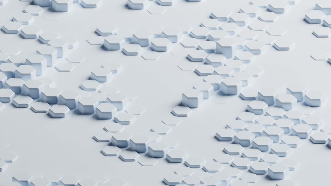 pared de hexágonos blancos, movimiento de onda de línea. animación de renderización 3d con espacio para texto