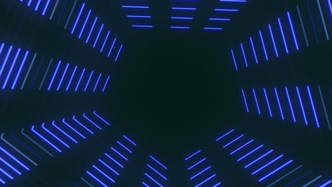 líneas de neón azul en hexágonos en degradado negro