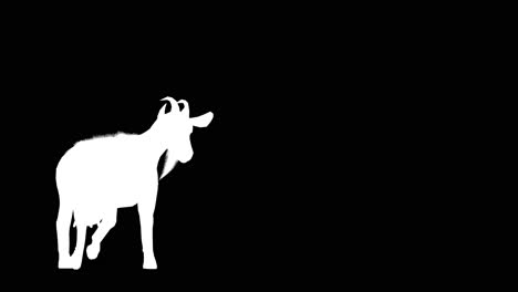 a goat walking on black background with alpha channel included at the end of the video, 3d animation, perspective view, animated animals, seamless loop animation