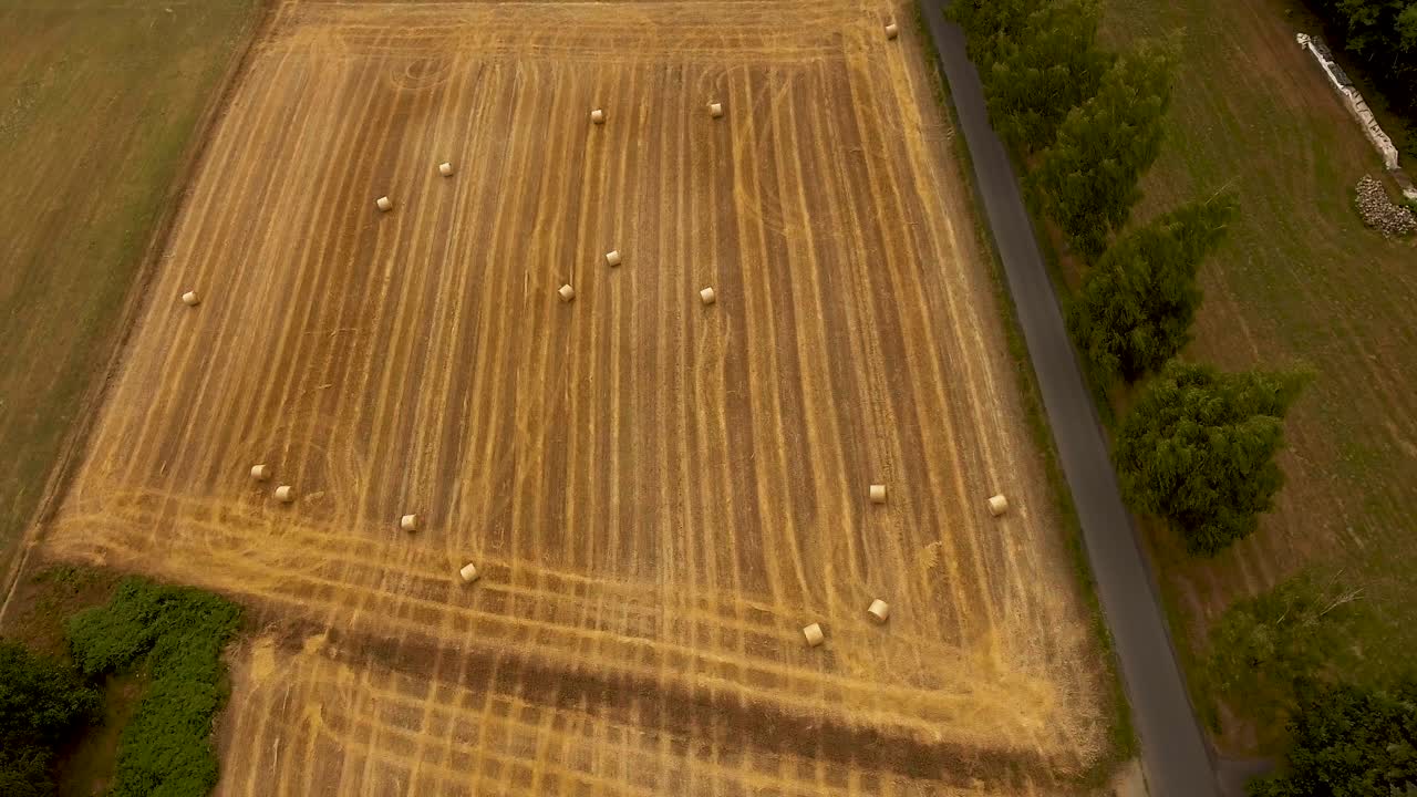 Drone flight far above farms