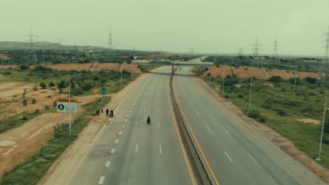 Aerial-Locked-Off-Shot-Over-Karachi-Motorway