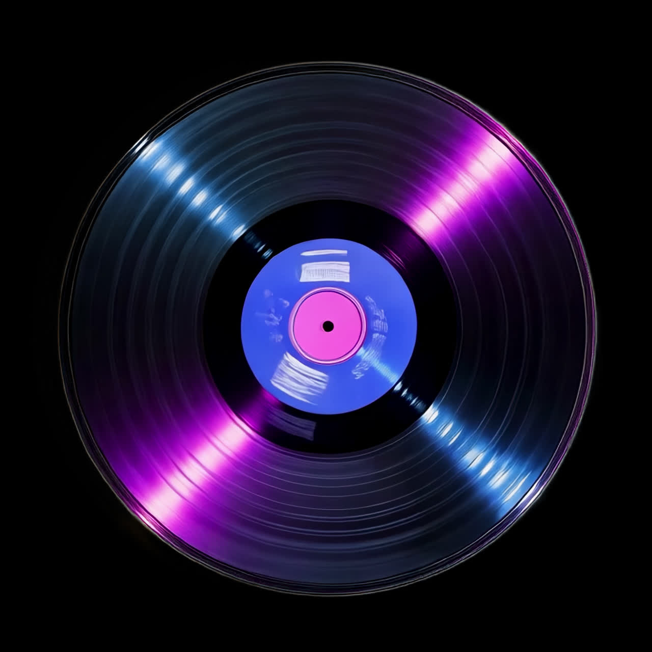 Colorful vinyl record animation isolated asset, transparent 4K video, alpha channel, ProRes 4444