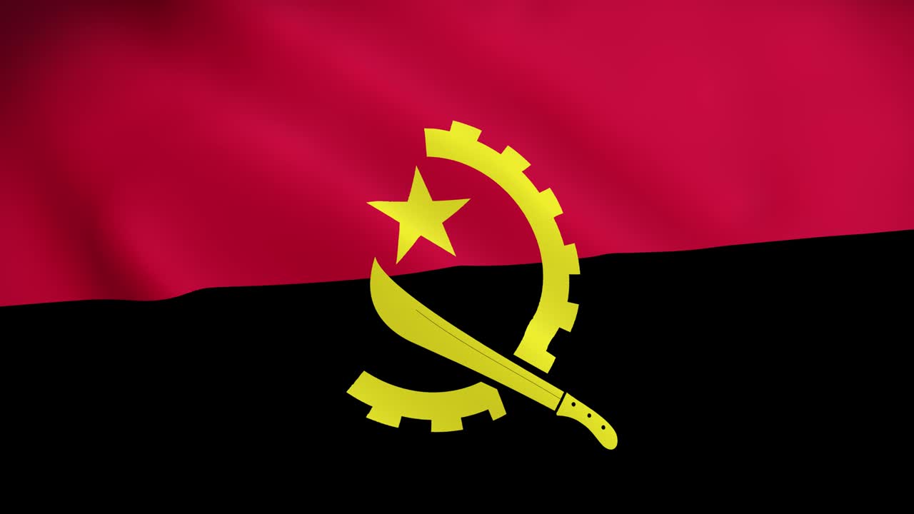 4k sinal animado nacional de andorra, bandeira animada de angola, bandeira de angola agitando, a bandeira nacional de angola animada. 4k (3840 x 2160)