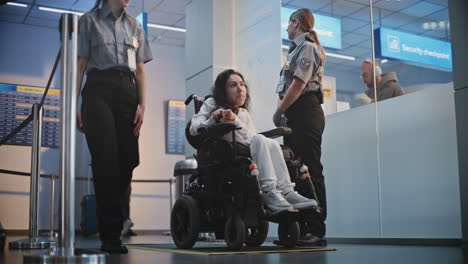 airport security checkpoint with disabled passenger