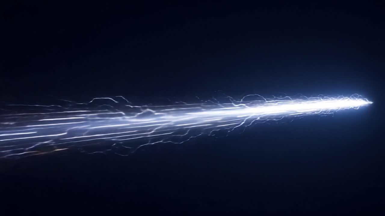 Dynamic Display of Electric Energy: A Striking Example of Light Speed and Motion Captured in Vibrant Blue and White Trails Against a Dark Background