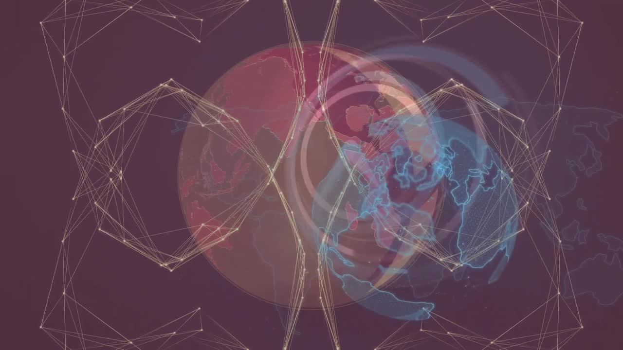 анимация глобальной сети соединений, глобуса и обработки данных