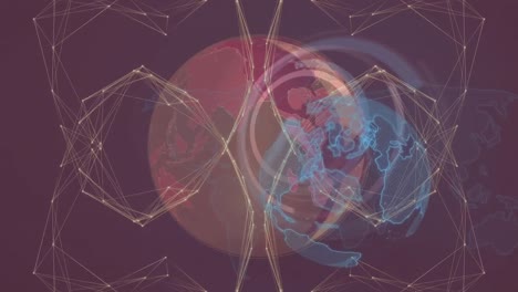animación de la red global de conexiones, globo y procesamiento de datos