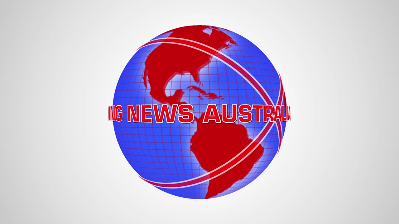 Breaking News Australia introduction with looping rotating globe