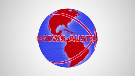 breaking news australia introduction with looping rotating globe