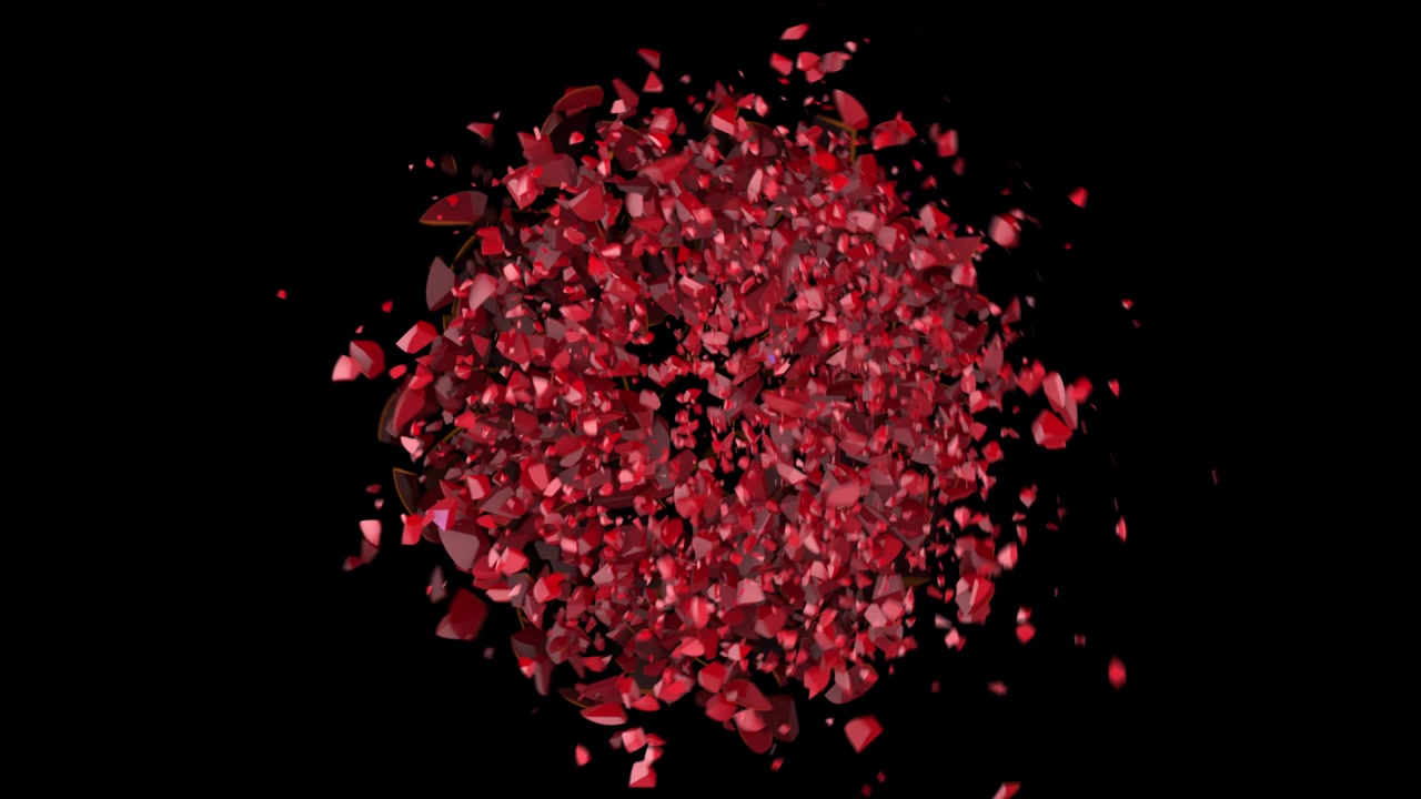 Cracking and breaking of several round balls - Exploding Bacteria - Exploding atomic nucleus - Colour exploding animation, loopable - Looping 4K Exploding ball - 3D Ball Boom - Red Color