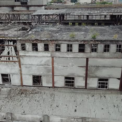 ruins of an old factory. old industrial building for demolition. aerial view