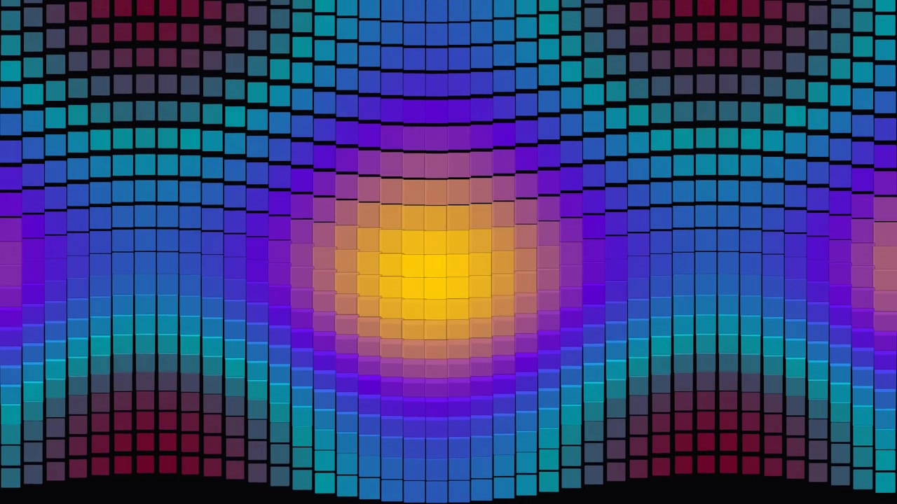 Sfondo animato astratto con griglia colorata ondulata di quadrati