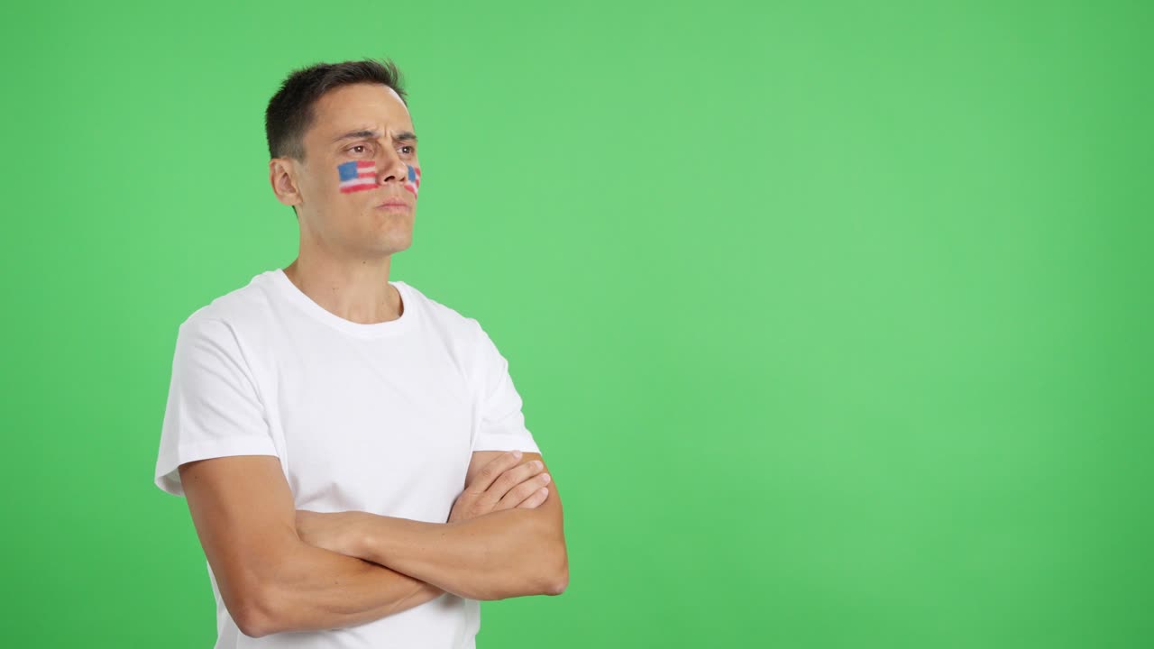 USA patriot man looking away with serious expression