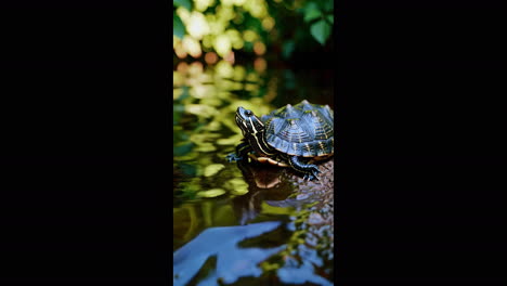 small turtle by a creek