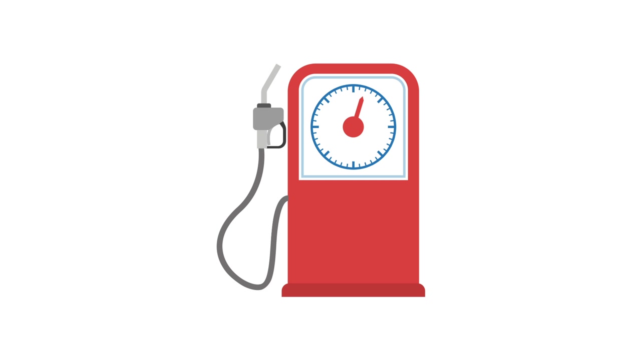 Animated Red Gas Pump with Moving Gauge and Nozzle