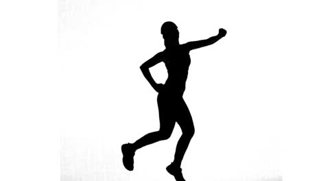 silhouette of woman working out on white background