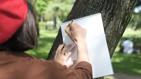 drawing on tree trunk