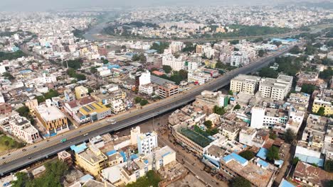 Vista-Aérea-De-La-Ciudad-De-Hyderabad,-India