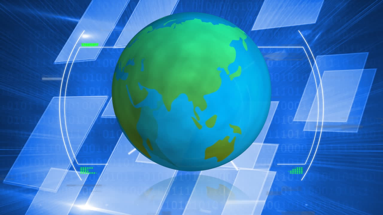 블루 스크린을 통해 연결 네트워크와 함께 지구의 애니메이션