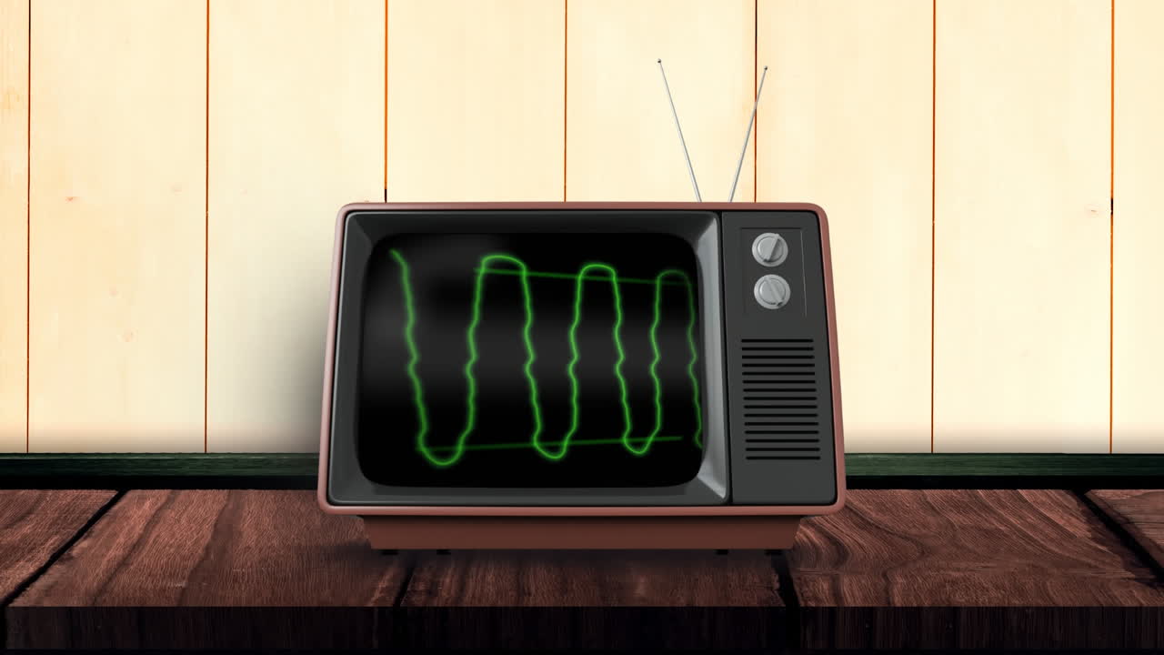 televisión con ondas verdes en su pantalla
