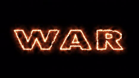 animation fire text war on black background