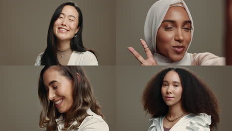 diversidad, collage y mujeres con belleza