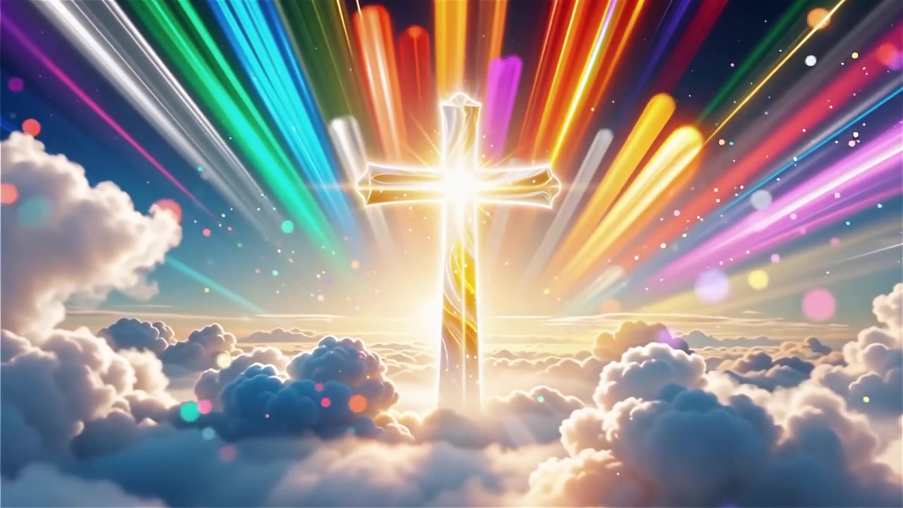Cruz Cristiana con Luz Celestial, Fondo para Adoración.