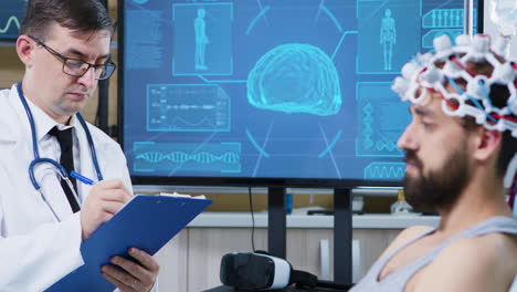 paciente en una clínica moderna para la investigación del cerebro