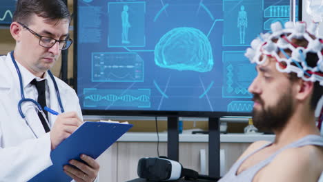 patient in a modern clinic for brain research