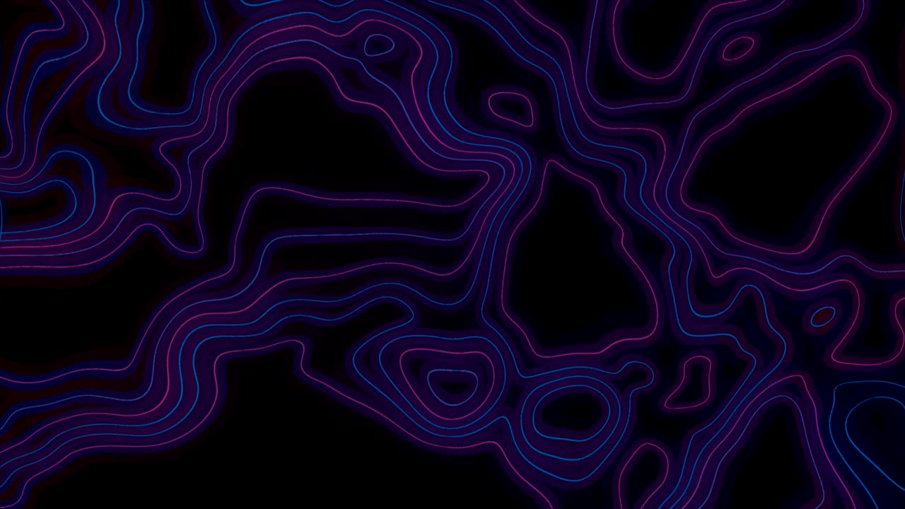 Neon outline topographic contour map abstract tech motion background