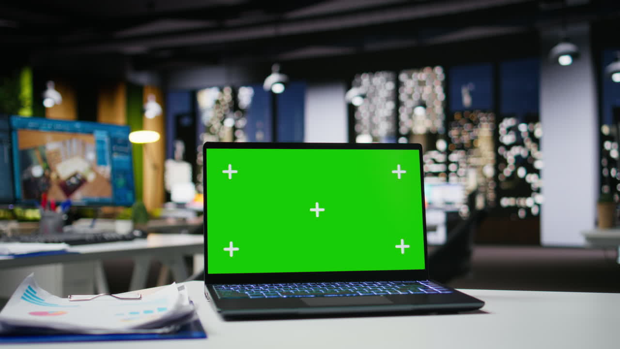 Green screen and CAD display on dual monitors at the architecture workstation