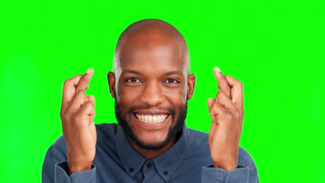 Face,-green-screen-and-black-man-with-fingers