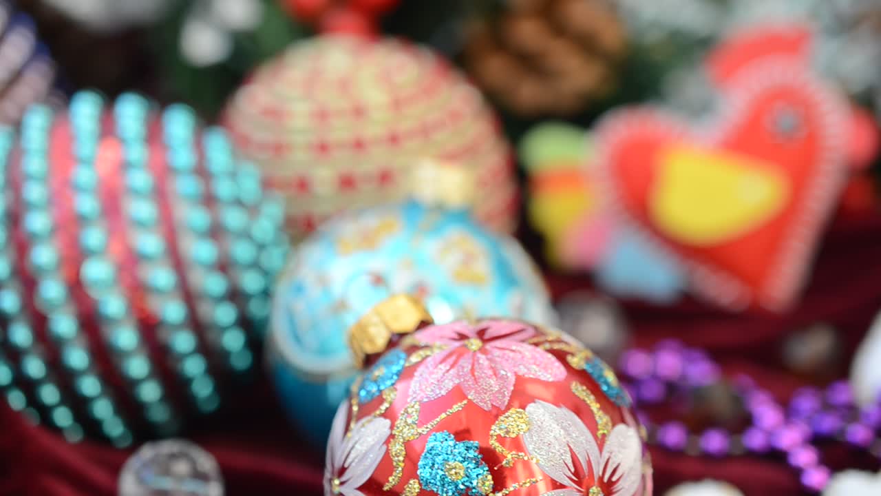Shooting of festive toys, December. Christmas and New Year's toys