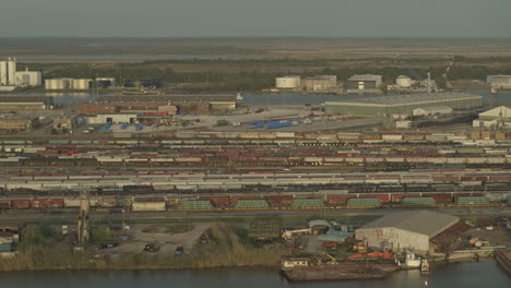 mobile alabama aerial v13 freight rail and docklands in the industrial area - dji inspire 2, x7, 6k - march 2020