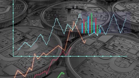 Animation-of-financial-data-processing-over-silver-bitcoins