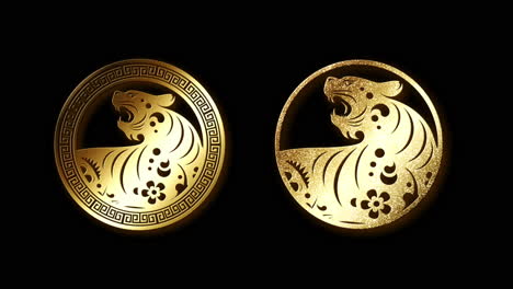 Chinese-zodiac-year-of-the-Tiger-2022-astrological-sign-loop-glittering-gold-particles-symbol-of-the-Chinese-zodiac-for-fortune-and-prosperity-with-alpha-background-ready-for-overlay