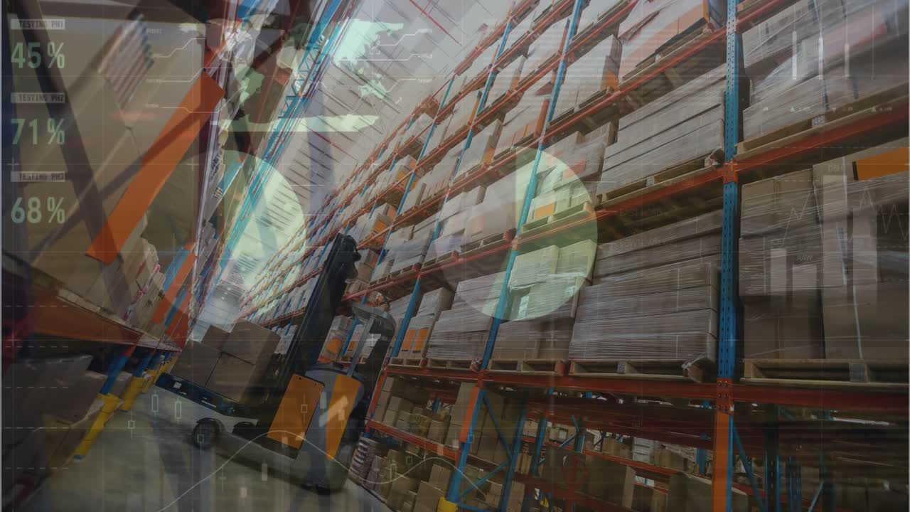 animación del procesamiento de datos sobre el almacén