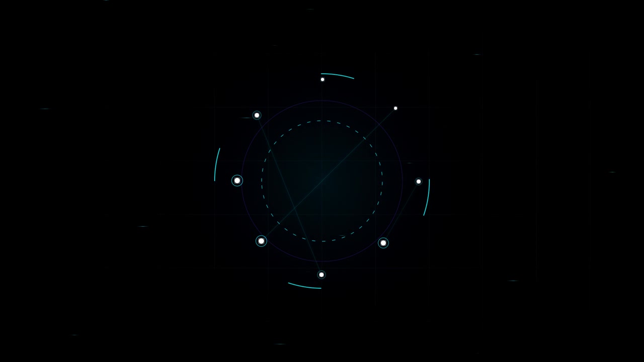 Abstract Digital HUD Interface with Rotating Circular Elements