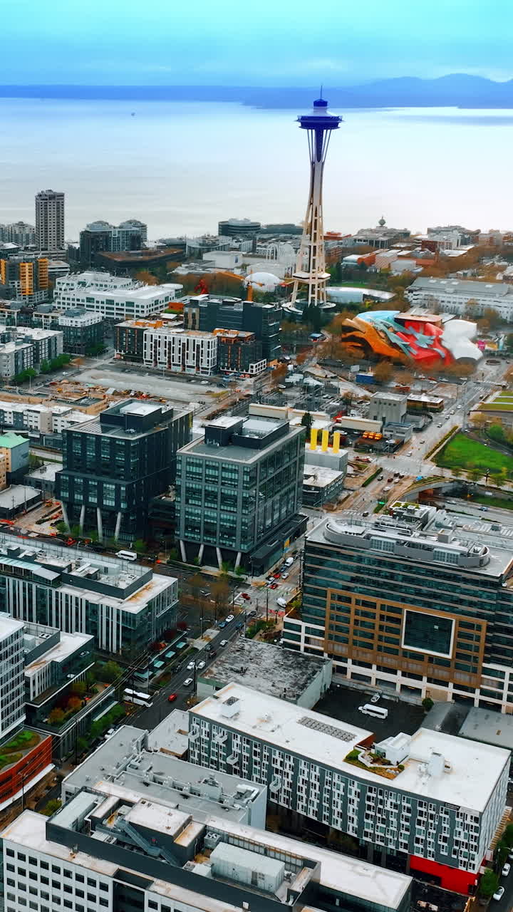 American state city architecture. Washington state downtown buildings. Vertical video