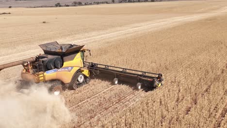 This-footage-captures-the-synergy-of-modern-agricultural-technology,-showcasing-the-essential-role-of-header-fronts-in-the-wheat-harvesting-process