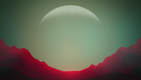 Animation-closeup-planet-and-abstract-mountains-in-space